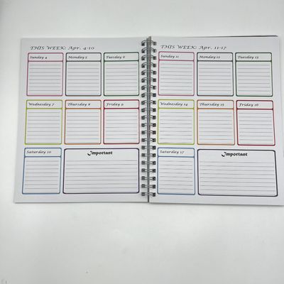 Offset Printing Yearly Scheduling Calendar CMYK / PMS Color Customized